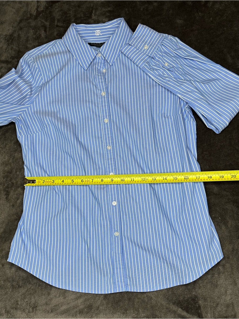 Banana Republic Classic Blue Stripe Button-Up Shirt - Women's Top size 10 - Picture 7 of 8